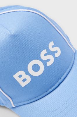 Kids' cotton-twill cap with contrast logo and piping, Light Blue