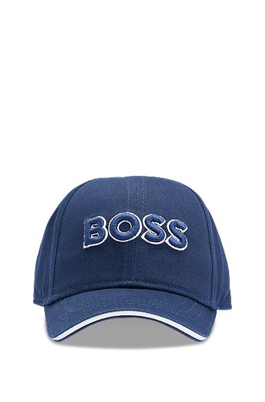 Kids' cap in cotton twill with raised logo, Dark Blue