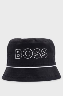 Kids' bucket hat in cotton twill with contrast logo, Black