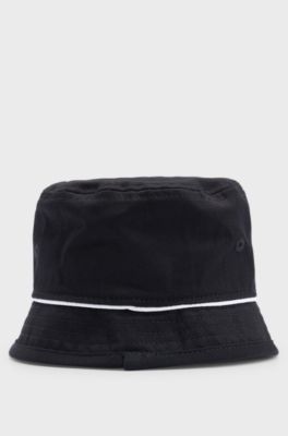 Kids' bucket hat in cotton twill with contrast logo, Black