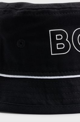Kids' bucket hat in cotton twill with contrast logo, Black