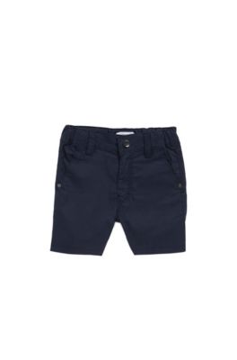 Kinderbermuda van stretchkatoen met logovlag, Donkerblauw