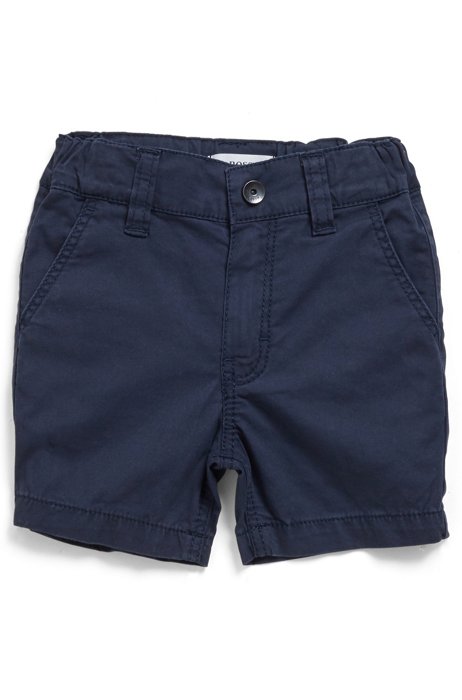 Shorts regular fit para niños de sarga de algodón elástico, Azul oscuro