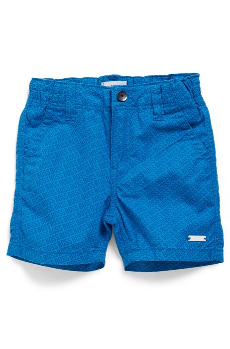 Shorts regular fit para niños con logo estampado por toda la prenda, Azul