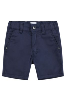 Kids' shorts in stretch cotton with logo label, Dark Blue