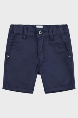 Kids' shorts in stretch cotton with logo label, Dark Blue