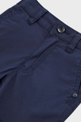 Kids' shorts in stretch cotton with logo label, Dark Blue