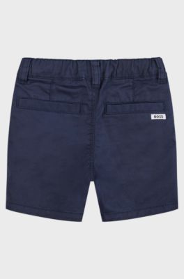 Kids' shorts in stretch cotton with logo label, Dark Blue