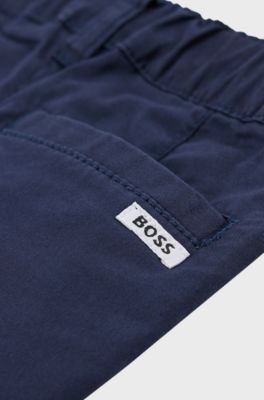 Kids' shorts in stretch cotton with logo label, Dark Blue