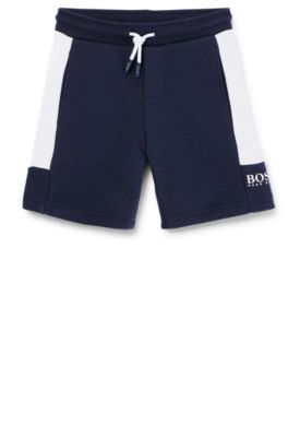 Kids' cotton-blend shorts with logo print, Dark Blue