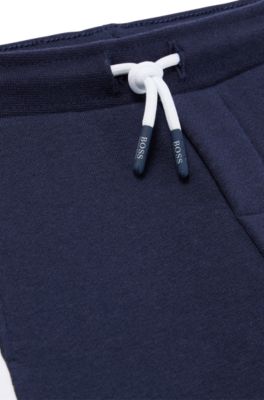 Kids' cotton-blend shorts with logo print, Dark Blue