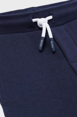 Kids' cotton-blend shorts with logo print, Dark Blue