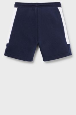 Kids' cotton-blend shorts with logo print, Dark Blue