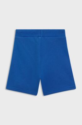 Kids' cotton-blend shorts with logo badge, Blue