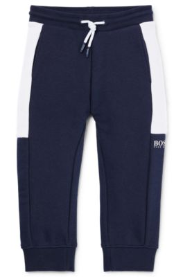 Kids' cotton-blend tracksuit bottoms with logo print, Dark Blue