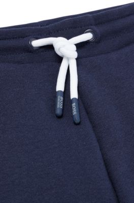 Kids' cotton-blend tracksuit bottoms with logo print, Dark Blue