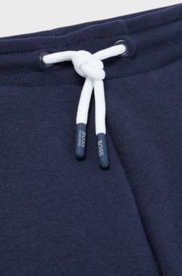 Kids' cotton-blend tracksuit bottoms with logo print, Dark Blue