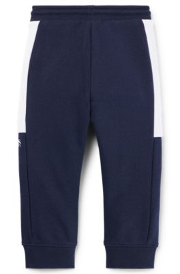 Kids' cotton-blend tracksuit bottoms with logo print, Dark Blue