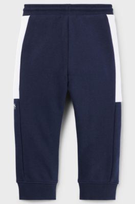 Kids' cotton-blend tracksuit bottoms with logo print, Dark Blue