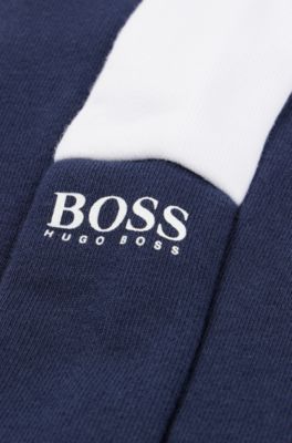 Kids' cotton-blend tracksuit bottoms with logo print, Dark Blue