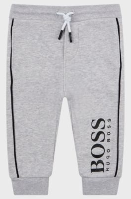 Kids' cotton-blend tracksuit bottoms with logo print, Light Grey