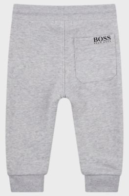 Kids' cotton-blend tracksuit bottoms with logo print, Light Grey