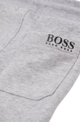 Kids' cotton-blend tracksuit bottoms with logo print, Light Grey