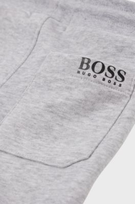 Kids' cotton-blend tracksuit bottoms with logo print, Light Grey