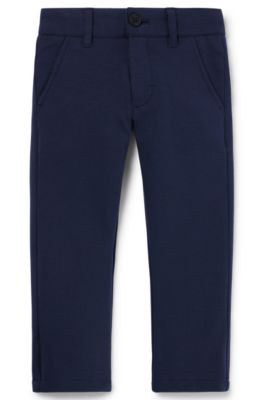 Kids' suit trousers with logo plate, Dark Blue