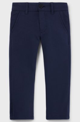 Kids' suit trousers with logo plate, Dark Blue