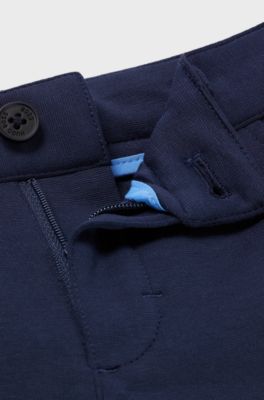 Kids' suit trousers with logo plate, Dark Blue