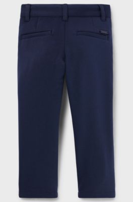 Kids' suit trousers with logo plate, Dark Blue