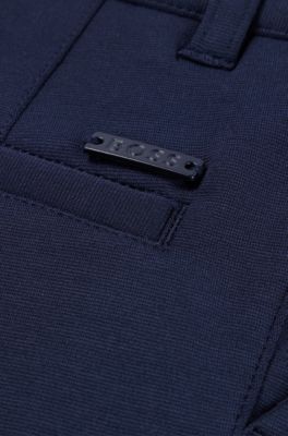 Kids' suit trousers with logo plate, Dark Blue