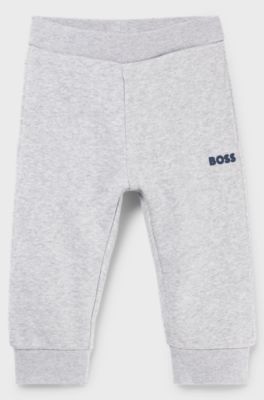 Kids' cotton-blend tracksuit bottoms with logo print, Light Grey