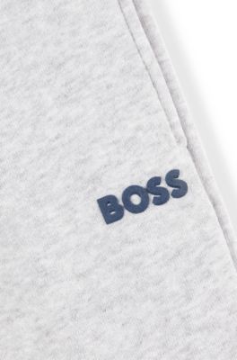 Kids' cotton-blend tracksuit bottoms with logo print, Light Grey
