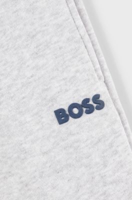 Kids' cotton-blend tracksuit bottoms with logo print, Light Grey