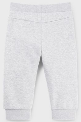 Kids' cotton-blend tracksuit bottoms with logo print, Light Grey