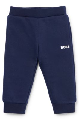 Kids' cotton-blend tracksuit bottoms with logo print, Dark Blue