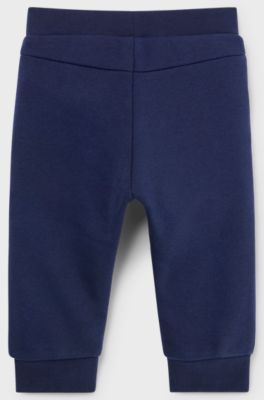 Kids' cotton-blend tracksuit bottoms with logo print, Dark Blue