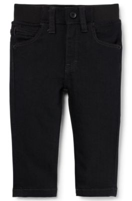 Kids' slim-fit jeans in black stretch denim, Black