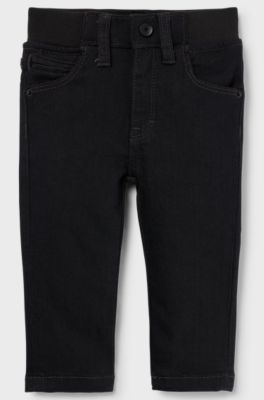 Kids' slim-fit jeans in black stretch denim, Black