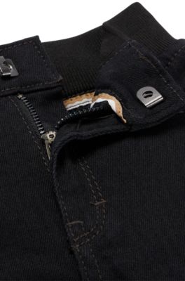Kids' slim-fit jeans in black stretch denim, Black
