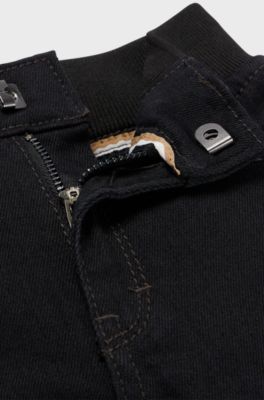 Kids' slim-fit jeans in black stretch denim, Black