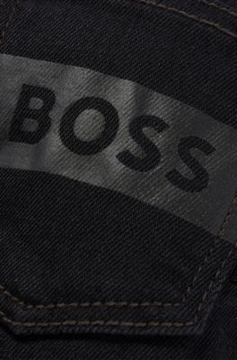 Kids' slim-fit jeans in black stretch denim, Black