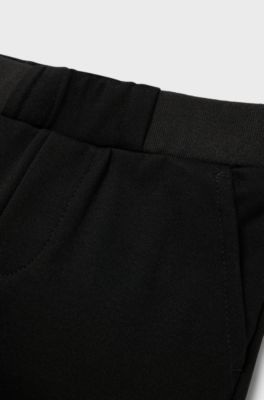 Kids' cargo trousers with printed bands in stretch fabric, Black
