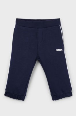 Kids' cotton-blend tracksuit bottoms with logo print, Dark Blue