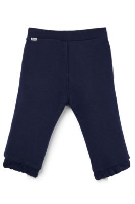 Kids' cotton-blend tracksuit bottoms with logo print, Dark Blue