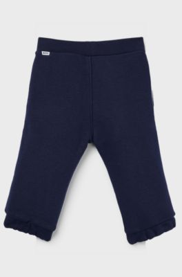 Kids' cotton-blend tracksuit bottoms with logo print, Dark Blue