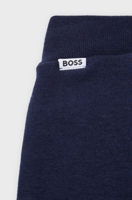 Kids' cotton-blend tracksuit bottoms with logo print, Dark Blue