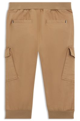 Kids' cargo trousers in stretch cotton, Brown